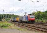 482 017-1 mit KLV-Zug in Köln West. Aufgenommen am 15.07.2014.