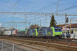 Doppeltraktion, mit den BLS Loks 485 020-2 und 485 012-9 durchfährt den Bahnhof Burgdorf. Die Aufnahme stammt vom 24.02.2020.