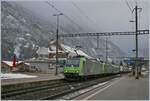 Die BLS Re 465 001 und eine weitere fahren mit einer RoLa in Richtung Freiburg i.B.