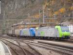 Re 485 006 und BR 185 535 bei der Einfahrt in Brig am 9.11.2007