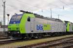 BLS Lokomotive 485 016-0 beim Badischen Bahnhof in Basel.