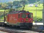 Autozug Tunnellok Ge 4/4 82   URI   im Bahnhofsareal von Realp am 09.09.2006