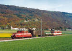 Zuckerrübenkampagne Aarberg 1994  Jeweils während der Rübenkampagne herrschte bei der Yverdon-Ste-Croix Bahn YSC Hochbetrieb im Güterverkehr.