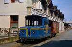 Und hier eine besonders hübsche Ellok der Chemin de fer Bex-Villars-Bretaye. Nach Hinweisen von Schweiz-Fans hat sich ergeben, dass das die Ellok Te 2/2 42 sein könnte.
Datum: 19.05.1986