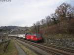 Re 460 037-5 ''Sempacher See'' am 16.3.2013 oberhalb Bossire als IR 2535 nach Luzern.