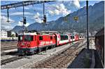 Glacier Express 905 nach Zermatt mit Ge 4/4 II 618  Bergün/Bravuogn  in Chur.