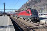 Railjet nach Wien-Westbahnhof,von Zürich kommend,am 06.02.14 in Sargans/SG