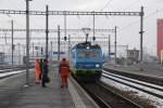 Einfahrt IR 2405 am 18.02.2010 im Bahnhof Romanshorn