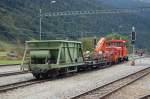 Ein kurzer Bauzug der MGB in Oberwald. Die Diesellok Gm 4/4  Elch  ist in Oberwald stationiert. 25.9.2012