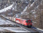 MGB Deh 4/4 54 (ex FO) mit einem Güterzug Zermatt - Visp am 16.