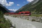 BDSeh 4/8 2052 und BDSeh 4/8 2051 verlassen am 20.7.10 Tsch als Schuttle-Zug Richtung Zermatt.