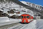 Deh 4/4 l Pendel der Matterhorn Gotthard Bahn (MGB) bei der Ankunft in Reckingen am 13.