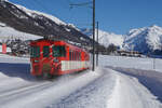 Deh 4/4 l Pendel der Matterhorn Gotthard Bahn (MGB) bei Reckingen am 13. Januar 2022.
Foto: Walter Ruetsch