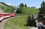 Blick aus dem Regionalzug von Andermatt nach Disentis beim Aufstieg Richtung Oberalppass.09.06.14