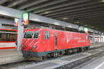 HGe 4/4'' 108 ''Channel Tunnel'' am 7.7.2020 in Zermatt, nachdem sie den Glacier Express hierher gebracht hat.