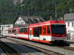 MGB - Nachschuss des Regios nach Zermatt vom Triebzug ABDeh 4/10 2013 im Bahnhof von Brig am 25.09.2009