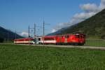Am Morgen des 17.08.2014 erreicht der Deh 4/4 I 52 mit dem Regionalzug 522 Oberwald.