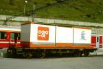 MGB exBVZ - Sbk 2753 am 23.05.1997 in Zermatt - Containertragwagen 4-achsig mit 1 offenen Plattform fr COOP - Baujahr 1956 - ACMV/SIG - Gewicht 8,80t - Ladegewicht: 15,00t - LP 10,56m - zulssige