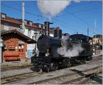 50 Jahre Blonay - Chamby; Mega Steam Festival: Die schöne SBB G 3/4 208 der BDB (Ballenberg Dampfbahn) zu Gast bei der Blonay Chamby Bahn, verlässt Blonay Richtung Chamby.
11. Mai 2018