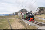 Dampfzug GFM Historique mit G 2x2/2 der BC am 3. März 2019 bei Palézieux. Dampfzug aus Anlass der bevorstehenden Streckensperre Palézieux - Châtel-Saint-Denis mit anschliessendem Ersatz des Bahnhofs Châtel-Saint-Denis.