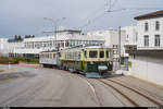 GFM Historique Ce 4/4 131 mit ex-MOB BC 22 am 29. Februar 2020 bei der Cailler-Fabrik in Broc.