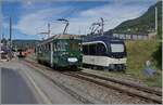 Autour de la voie ferrée / Rund um die eiserne Bahn (Herbstevent 2024) - Formen und Farben im laufe der Zeit: Der GFM (Historique) BDe 4/4 141 im Vergleich zum CEV MVR ABeh 2/6 7501 in Blonay.

7. September 2024