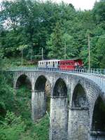 BC Museumsbahn Extrazug 60072 von Chamby nach Blonay am 23.05.1999 auf Baye de Clarens-Viadukt mit Triebwagen exMCM BCFeh 4/4 6 - exNStCM B 7.