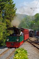 G 2/2 Krauss-Kastendampflok (Tramlok) Nr. 4 der Museumsbahn Blonay–Chamby fhrt am 27.05.2012 vom Museum Chaulin nach Chamby. Die Lok wurde 1900 bei Krauss, Mnchen unter der Fabriknummer 4278 fr die Ferrara Codigoro (FER), Italien, gebaut.
