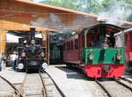 Museumsbahn Blonay-Chamby,links Dampflok J-S 909 G 3/3 909  Brünig  (SLM Winterthur 1901) und Dampftram G2/2 Nr.4  Rimini (1900)Chamby,Depot Chaulin 07.06.14