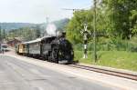 Museumsbahn Blonay-Chamby.Dampfzug mit HG3/4(1913)Nr.3 ex.Brig-Furka-Disentis Bahn(BFD)bei der Ausfahrt in Blonay nach Chamby(Depot Chaulin)07.06.14