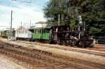 Dampflok G 3/3  6 mit Personenwagen unterwegs auf der Touristikbahn Bloney Chamby im Sept.1990