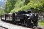 Am 26.05.2024 steht der Dampfzug der Brüniddampfbahn im Bahnhof Brünig-Hasliberg und wartet eine Überholung ab.