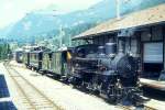 BDB Ballenberg Dampfbahn Dampfzug 2255D von Interlaken Ost nach Grindelwald am 06.08.1994 Einfahrt Grindelwald mit Zahnrad-Dampflok HG 3/3 1067 - F 51 - BC 28 - C 31.