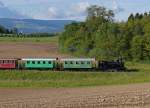 DBB: Ed 3/4 51 ex BSB (1906) vor zwei ehemaligen Personenwagen der Oesterreichischen Bundesbahn (1911-1916) bei Biberist am 2.