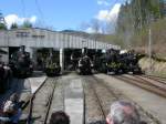 40 ans du Blonay-Chamby parade des locomotives SLM G 3/4 1 RhB, HG 2/3 6 DFB ex VZ, G 3/3 6 BC ex BAM, HG 3/4 3 BC ex DFB, G 3/3 8 LEB  Chaulin 01.05.2008