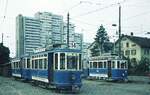 VBZ Zürich__Museumswagen Ce 2/2 Nr.2 (Bj.1928) mit Bw und Ce 2/2 Nr.176 Bj.1909__14-09-1974