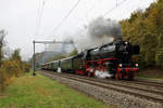 Verein Pacific 01 202.
Sonderfahrt Dampf im Spätherbst am Lac Léman vom 29. Oktober 2017.
01 202 auf der Fahrt von Biel nach Lausanne bei Busswil.
Foto: Walter Ruetsch