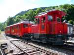 trn - RVT Historique mit dem Tem 2/2 292 und dem Triebwagen ABDe 2/4  102 im Betriebsgelnde der VVT in St.-Sulpice am 09.08.2008