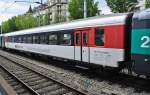 Ein EWI NPZ Wagen wurde speziell fr Fussballextrazge umgebaut. Im Bild ist dieser BR 50 85 85-35 001-2 abgestellt in Luzern, 02.09.2012.

