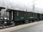 Zrcher Museumsbahn - Fahrt zum Osterhasen mit dem Gepck/Postwagen FZ 54 als  Chuchiwage  Kchenwagen im Extrazug im Bahnhof Sihlwald am 31.03.2013