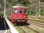 Steuerwagen von dem  Strada del Sole  Autozug, der durch Simplontunnel fhrt, in Iselle.