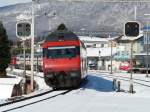 SBB - Schnellzug mit E-Lok 460 und mit Doppelstockwagen von Bern - Lyss nach Biel / Bienne bei der Durchfahrt im Bahnhof von Brgg in Richtung Biel / Bienne am 22.03.2008