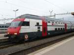 SBB - Doppelstocksteuerwagen Bt 50 85 26-94 910-4 im Bahnhof von Biel am 12.12.2008