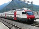 SBB - Doppelstockseuerwagen Bt 50 85 26-94 905-4 im Bahnhof Visp am 24.04.2011