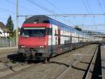 SBB - IR mit dem Steuerwagen voraus bei der durchfahrt in Rupperswil am 26.10.2014