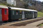 SBB Leichtstahl-Wagen AB4 von 1954 des Eisenbahnclub Schaan-Vaduz Liechtenstein, beim Fotohalt in Magadino-Vira Kanton Tessin Mrz 2010