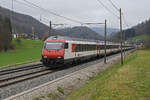 IC Steuerwagen Bt 50 85 28-94 968-0 fährt am 04.03.2024 Richtung Bahnhof Gelterkinden.