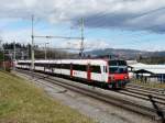 SBB - Regio von Olten nach Sursee an der Spitze der Steuerwagen ABt 50 85 39-43 839-2 kurz vor dem Bahnhof in Sursee am 22.02.2014