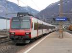 SBB - Nachschuss eines Domino Regio bei der ausfahrt aus dem Bahnhof Giubiasco am 27.02.2015