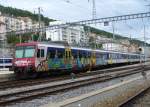 SBB - Ausfahrender Regionalzug 4-Teilig (Bt + B + AB + RBDe 4/4)im Bahnhof von Neuchatel nach Biel/Bienne am 09.09.2007